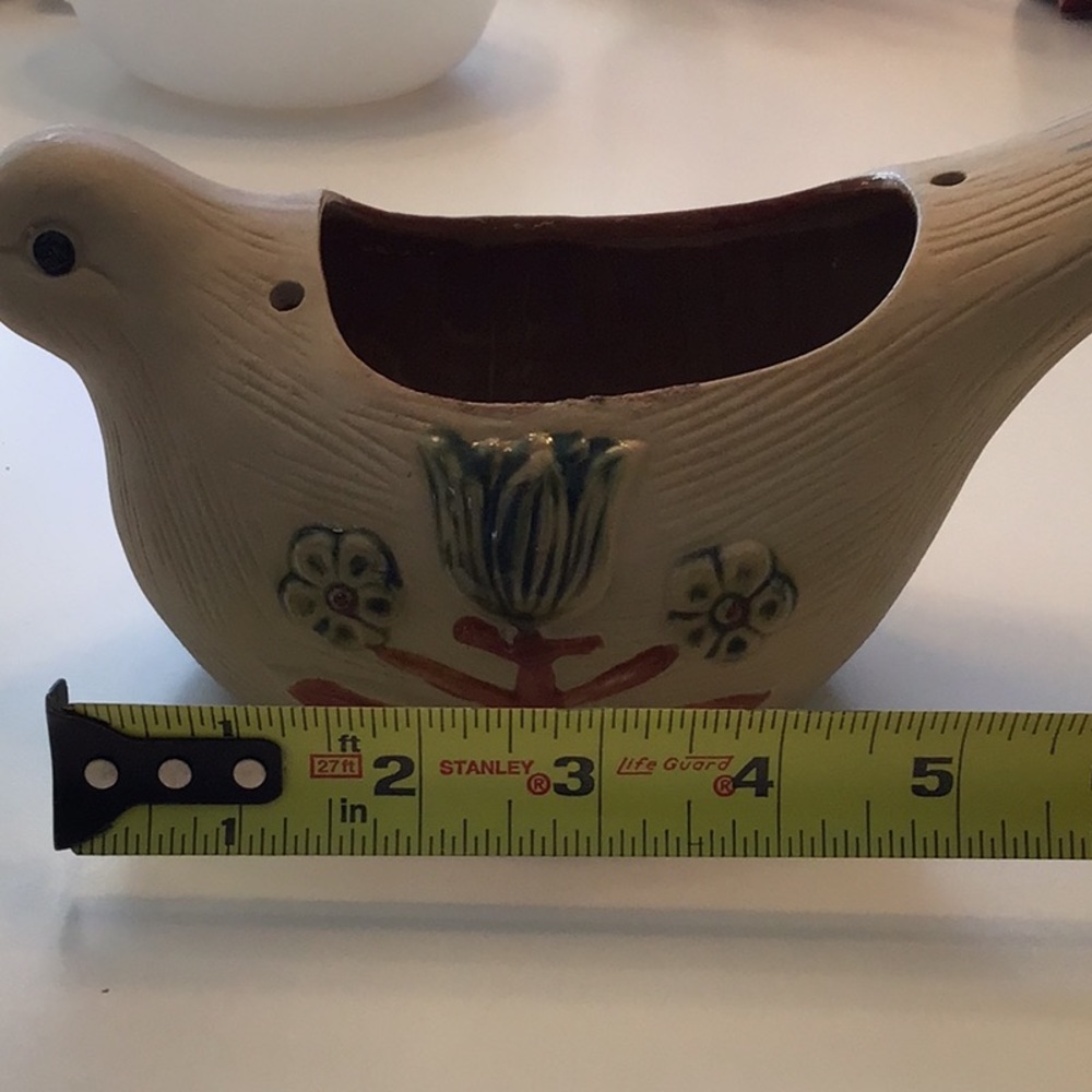 Vintage Dove Planter Hanging Spirtual Boho Pottery 1970s Matte Glaze Clay - Picture 9 of 10